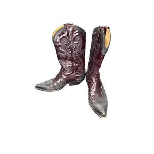 Mezcalero‎ Men's Burgundy Black Western Leather Cowboy Boots Size 7